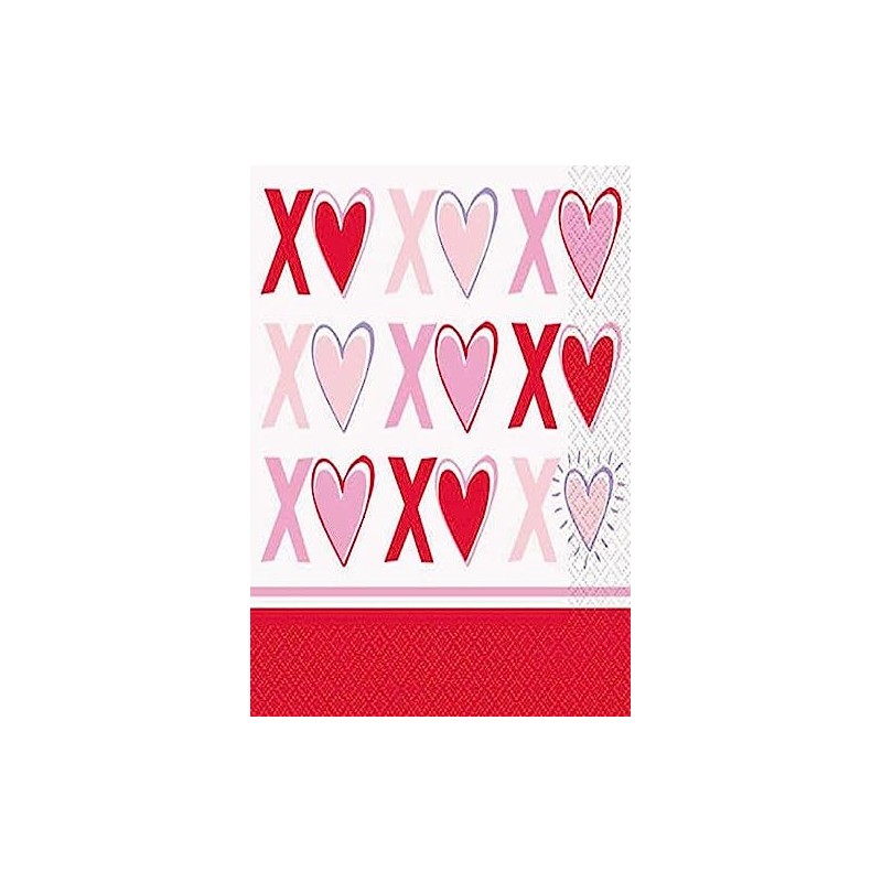 Sparkling Hearts Paper Lunch Napkins - 16 Pcs