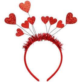 FRCOLOR Valentine's Day Heart Headband Red Sequin Heart Head Boppers Wedding Party Hair Loop Party Hair Accessories for Holiday Festival Women Girls Headdress