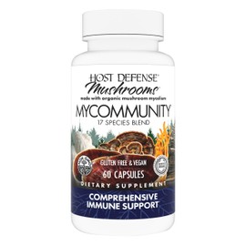 Host Defense MyCommunity Capsules - 17 Species Blend Mushroom Supplement for Immune Support - Herbal Aid with Lion's Mane, Reishi. Chaga, Cordyceps, Turkey Tail & More - 60 Capsules (30 Servings)*