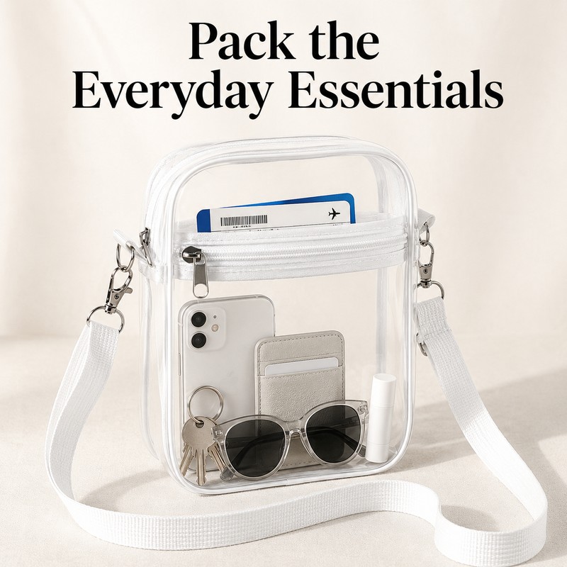 Clear Stadium Approved Crossbody Bag – Transparent PVC Shoulder Purse
