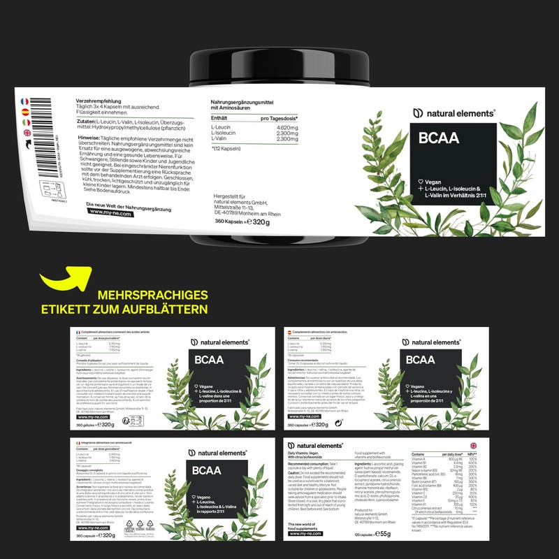 BCAA - 360 Small Capsules - Essential Amino Acids -