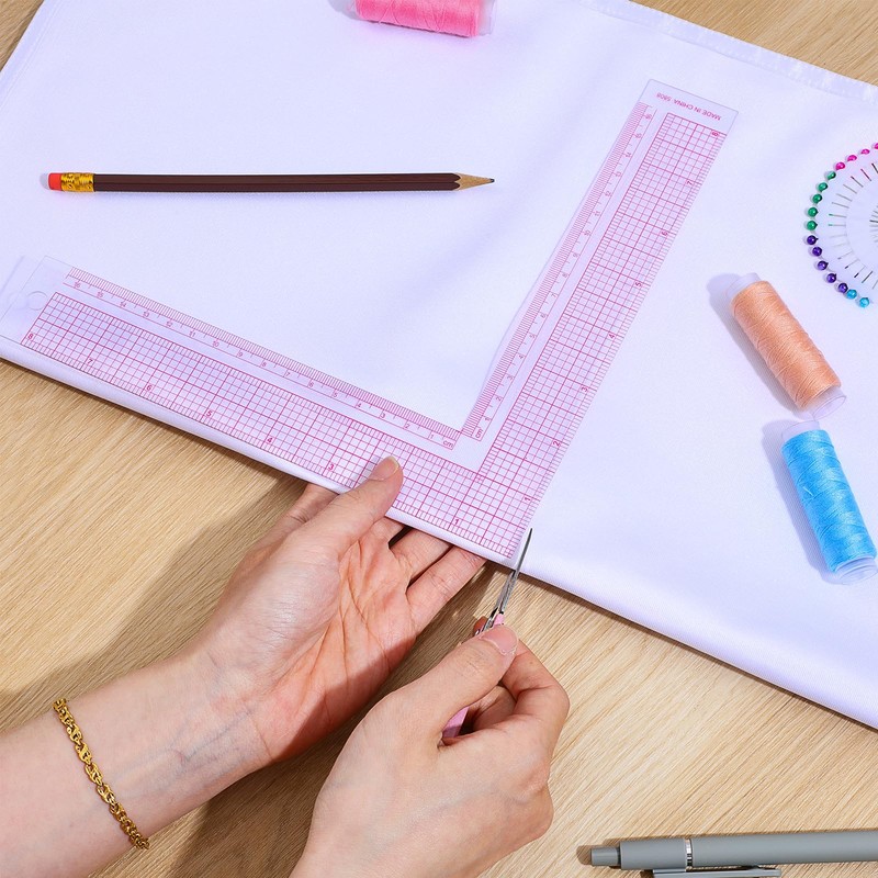 Mabor Clear Sewing Ruler, L-Square Plastic Measure Ruler 90 Degree