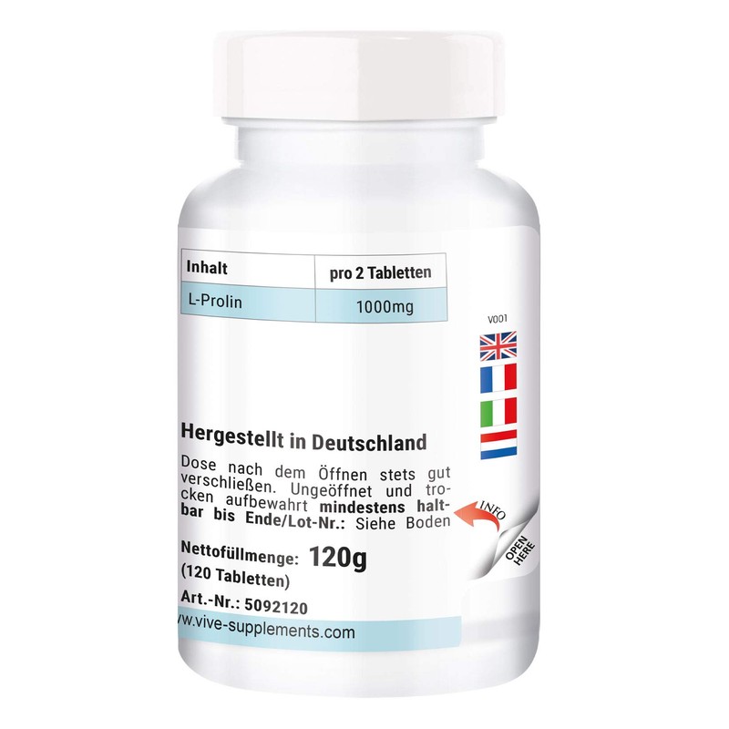 L-Proline 500 mg – 120 Tablets – Amino Acid –