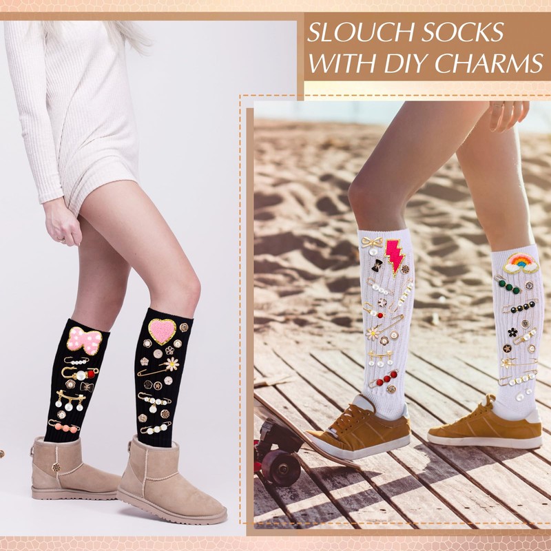 Shyyween 47 Pcs DIY Charms with Socks 45 Slouchy Sock