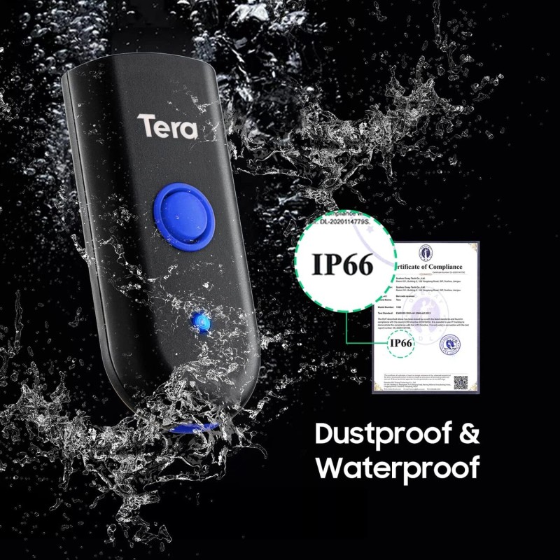 Tera Wireless Barcode Scanner 1D Laser Mini Pocket Waterproof Scanner