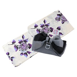 SAKIKU-EN Pattern, Choose Your Favorite Color, Tailored Yukata, Easy to Make Obi, Present, Set of 2, White