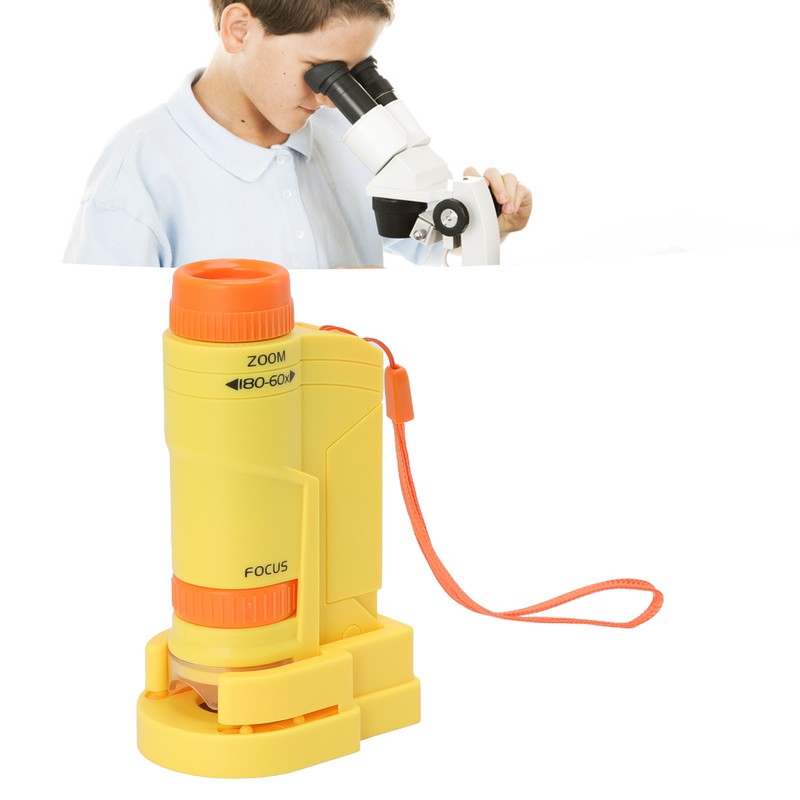 Handheld Microscope Yellow Comfortable Square Handle LED Light Pocket Microscope
