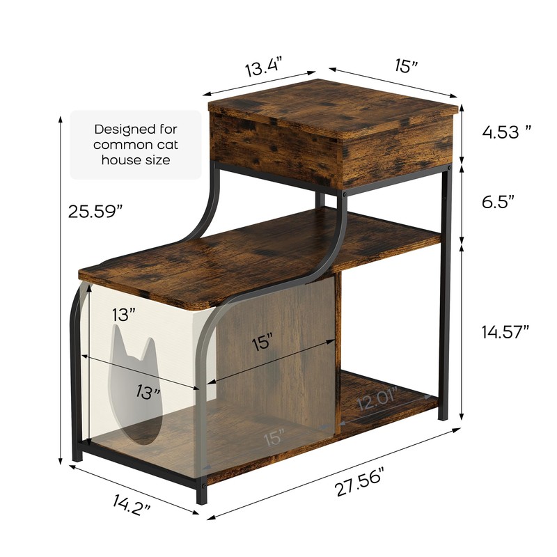 End Table with Charging Station, 3-Tier Sofa Side Table Sliding