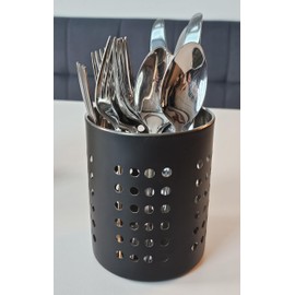Bambelaa! Cutlery Drainer Drainer Cutlery Holder Stainless Steel Dish Drainer Kitchen Utensil Holder for Sink Table Kitchen Approx. 10.5 x 13.5 cm Black