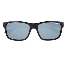 O'NEILL SeaLo 2.0 Polarized Square Sunglasses for Men, 57 mm, UVA UVB Protection, Matte Black/Silver Flash Lens