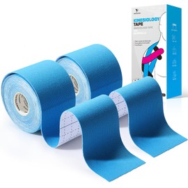 YANGTSUNG Kinesiology Tape, 5 m x 5 cm Waterproof & Hyopallergenic Kinetic Sports Tape for Shoulder, Knee, Ankle Shin Splints Support, Physio & Sports Injury Muscle Tape, Light Blue
