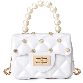 Toddler Purses for Little Girls,Crossbody Cute Princess Handbags Shoulder Bag for Toddler Little Girl (White with Rivet)