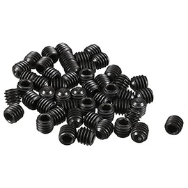 uxcell 50Pcs Black M4 x 4mm Alloy Steel Hex Socket Set Grub Screws Headless Cup Point