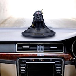 BEXCO Handcrafted Adiyogi Shiva God Idols Statue for car Dashboard Decorative Showpieces & Figurines for Living Room 10L x 10W x 10H Centimeters