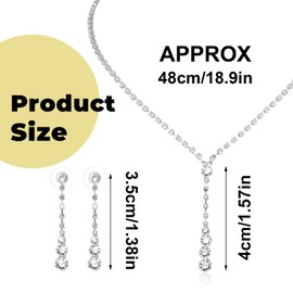 Yolev 2 Stück Hochzeit Schmuckset Brautschmuck Set Damen Kristall Silber Strass Halskette Dangle Ohrringe Glänzendes Armband Hochzeit Party Braut Brautjungfer Schmuck