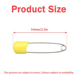 Hocansen 50 PCS Safety Pin 54mm/2.2in Baby Diaper Pins for Cloth Plastic Head Baby Pins for Diapers Stainless Steel Cloth Pins with Locking Closures Nappy Pin for Crafts（DT/Yellow）