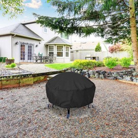 ZONADAH Fire Pit Cover 48 Inch Heavy Duty Waterproof Round Fire Pit Cover with Thick PVC Coating Drawstring Full Cover Patio Fireplace Cover