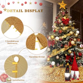 B-COOL Small Tree Skirt Christmas Tree Skirt 24 Inch Gold Round Sequin Tree Skirts Embroidered Velvet Fabric for Christmas Sequins Tree Mat Party Home Decorations and Ornaments