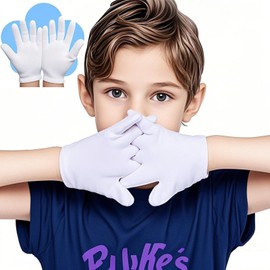 AovYoo 6 Pairs of Cotton Gloves Children's Neurodermatitis, Thin Moisturising Gloves, Fabric Gloves, White Children's Gloves for Hand Care, Hand Masks, Costume Accessories, Carnival, Pantomime
