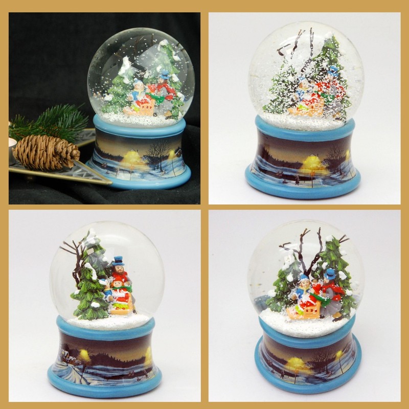 Snow Globe Skier | Base Nostalgic Winter Landscape | with