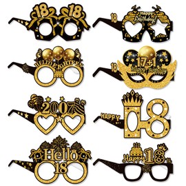 80th Birthday Glasses, LMSHOWOWO 8PCS Paper Novelty 80th Birthday Party Glasses, Funny Happy Birthday Photo Booth Props for Men Women Cheers to 80 Years 80th 1945 Birthday Party Decoration Supplies