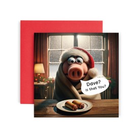 Huxters Funny Christmas Cards for Men and Him – Happy Christmas Pigs in Blanket for him and her Family Christmas Holiday – Dad Brother Son Uncle Sister Brother Uncle card