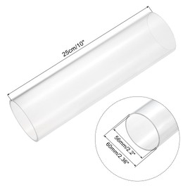 sourcing map Pack of 2 PVC transparent tubes, inner diameter 56 mm, diameter 60 mm, length 250 mm, acrylic plastic tube for lamp making, floor lamps, furniture