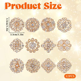 Gold Brooches for Women, Elegant Rhinestone Brooch Exquisite Flower Lapel Badge Brooch Pins for Women for DIY Wedding Dress Bouquet Kit