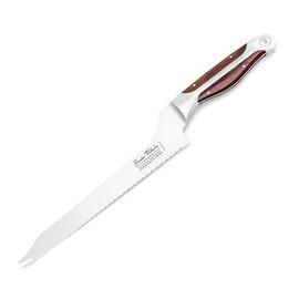 Gunter Wilhelm 9.5 Inch Offset Bread Knife – Premium German Steel – Full Triple Tang – Ergonomic Pakkawood Handle – Serrated Edge for Bread & Fruits – EXECUTIVE Chef Series