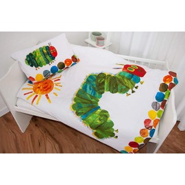 Wild South Shop The Very Hungry Caterpillar Bed Linen 40 x 60 + 100 x 135 cm, 100% Cotton with Zip