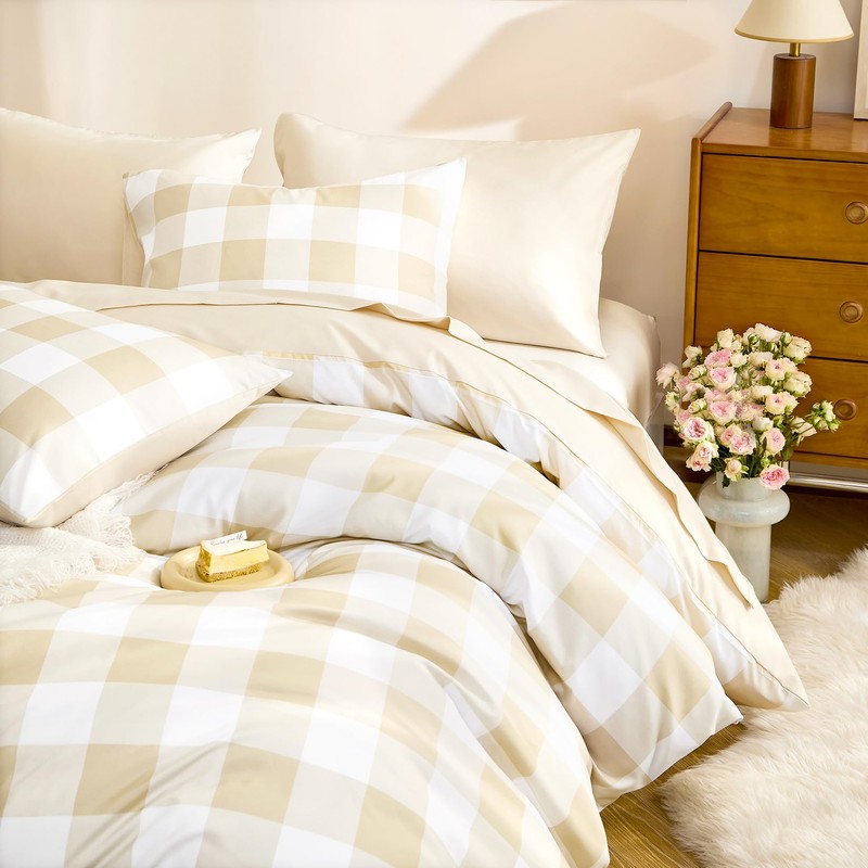 Wake In Cloud - Gingham Quilt Cover Set, Plaid Buffalo