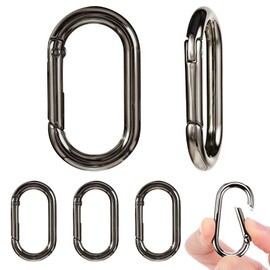 JJUNW 6 Pcs Spring O Ring Clip, Oval Snap Clip Glod Key Rings Alloy Buckle Hooks Clip for Keys, Bag, Handbag, Dog Tag（1.93"×0.94"）(Black)