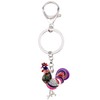 BONSNY Llavero de metal esmaltado para mujer, diseño de gallo