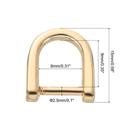 uxcell D-Rings Screw in Shackle, 8Pcs 0.35 Inch Zinc Alloy Horseshoe U Shape D Ring Buckles for Purse DIY Leather Craft Keychain, Gold