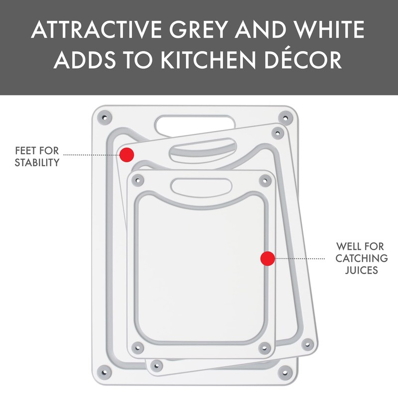 Dexas Fresh Prep 3-Pack Non-Slip Recycled Poly Cutting Boards -
