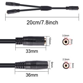 GINTOOYUN Three-stage 3.5 mm Y-type audio adapter cable, 3.5 mm female audio jack 1/2 to 2.5 mm female audio jack + 3.5 mm female audio jack audio adapter cable for audio, audio cable, etc. (style 2)