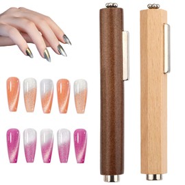 2stk 3-in-1-Katzenaugen-Magnet für Nägel, Multifunktional Katzenauge Nagel Magnet 3D-Katzenaugen-Magnetstäbe für den Heim-DIY-Salon Studio-Nagelkunst-Design-Tools (Rund und Sechseckig)