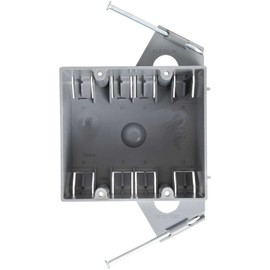 Newhouse Hardware 2-Gang PVC Electrical Nail On Old Work Outlet Box - 32 cu. in., for Switches, GFCI and Duplex Receptacles, 1-Pack