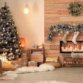 Westcott X-Drop Pro Christmas Tree and Cozy Fireplace Fabric Backdrop (8x8 Feet)