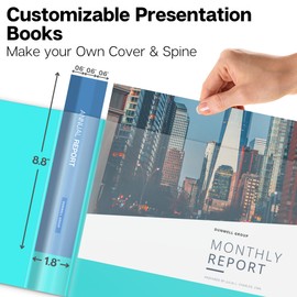 Dunwell 8.5x11 Portfolio Binder (Aqua, Horizontal), Plastic Presentation Book, 24 Pockets Displays 48 Pages of Letter Size Documents, Certificates, Keepsakes, Art Portfolio Folder, Acid-Free Poly