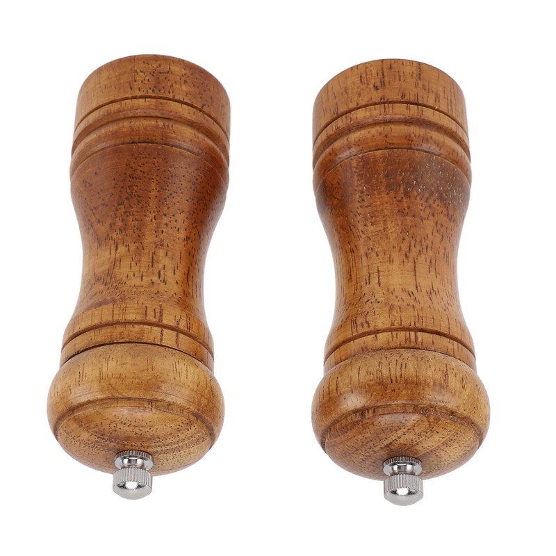 2PCS Wood Pepper Grinder Adjustable Coarseness Efficient Grinding Pepper Mills