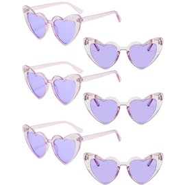 Ricawa Heart Sunglasses 6 Pack Red Valentines Glasses Trendy Heart Love Shaped Sunglasses Valentines Day Decorations Party Favors (Purple)