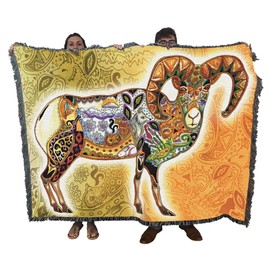 Pure Country Weavers Big Horn Sheep Blanket - Animal Spirits Totem by Sue Coccia - Gift Tapestry Throw Woven from Cotton - Made in The USA (72x54)