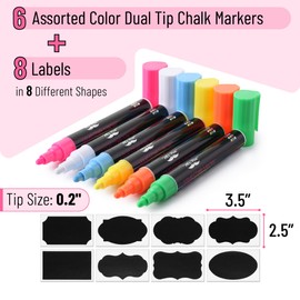Mr. Pen- Liquid Chalk Markers, 6 Pack, Reversible Tip, Vibrant Colors, Erasable Chalk Marker, Non-Toxic Water-Based Chalkboard Markers for Window and Glass, Washable Window Paint Marker