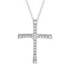 Sterling Silver Diamond Accent Cluster On Middle Cross Pendant Necklace