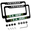 2 Pcs License Plate Frame for U.S. Army Veteran Black