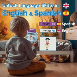 HALCONTORNO English & German Flash Cards - Pocket Speech for Toddlers 3-12, Talking Flash Cards for Kids, 510 Sight Words of 31 Varieties, Sensory Toys for Kids with Autism, Travel Activities (Blue)