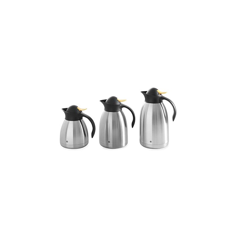 HENDI Insulated Jug with Yellow Press Closure, Double-Walled, Coffee Pot,