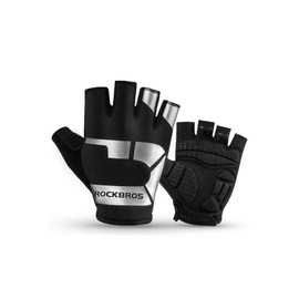 ROCKBROS Cycling Gloves Fingerless Gloves Breathable Non-Slip Shock Absorbing Cycling Gloves for Outdoor Activities Men Women S-XXL