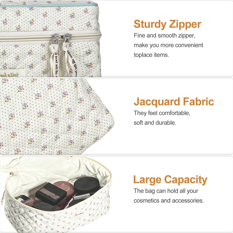 TOPALL Reise Kosmetiktasche Set Damen,Blumen Kosmetiktasche Aesthetic Make Up Bag
